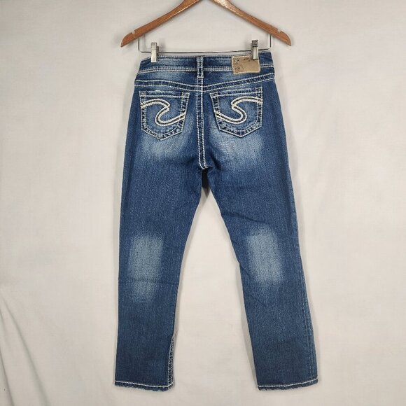 Silver Jeans Women's NatSuki Capri Stretch size 26 Distressed Embroidered - Picture 2 of 8